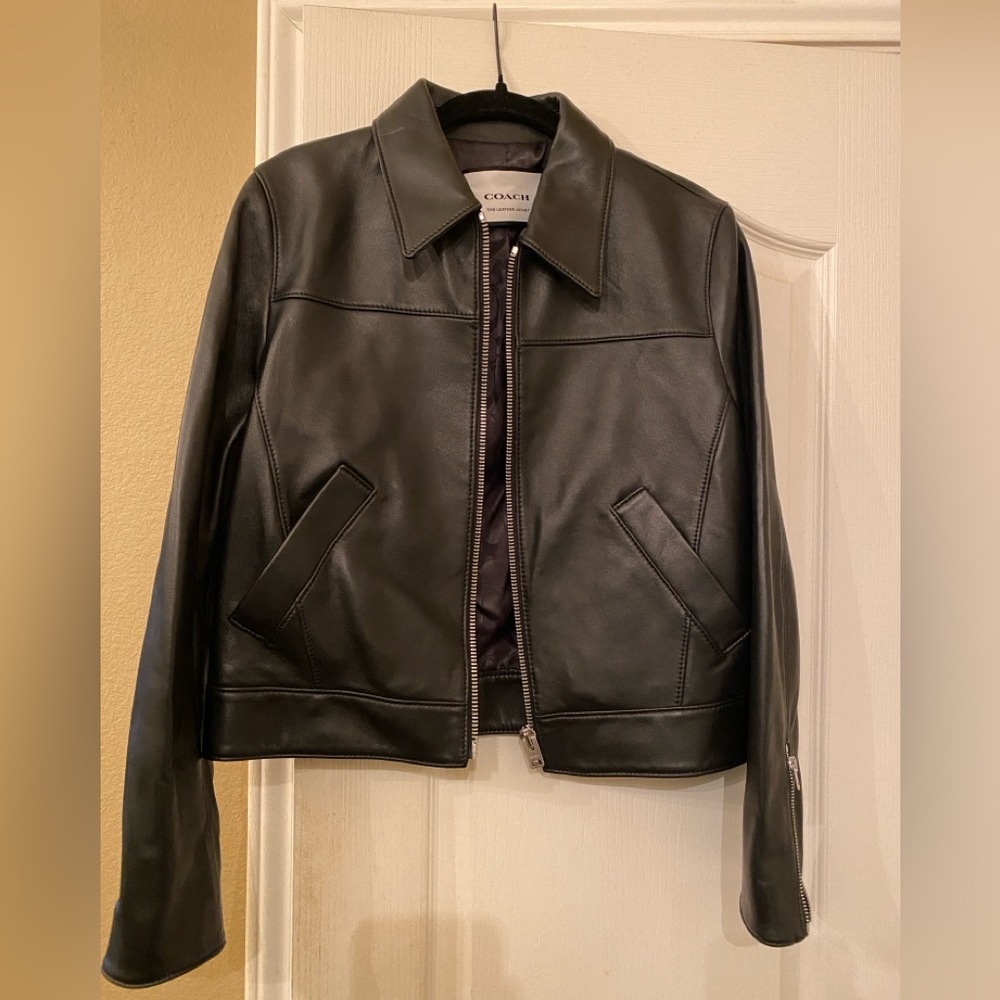 Brand new, never worn Women’s Coach Leather Jacket, size M